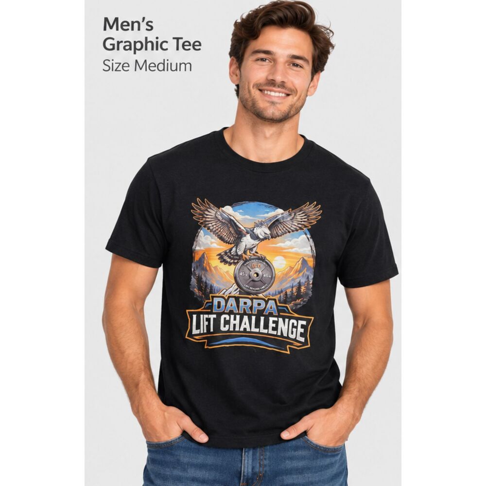 DARPA Lift Challenge Men's Graphic T-Shirt Black Eagle Size Medium NWOT